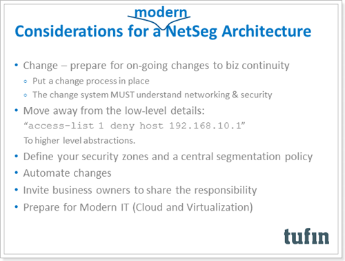 Considerations for a NetSeg Architecture